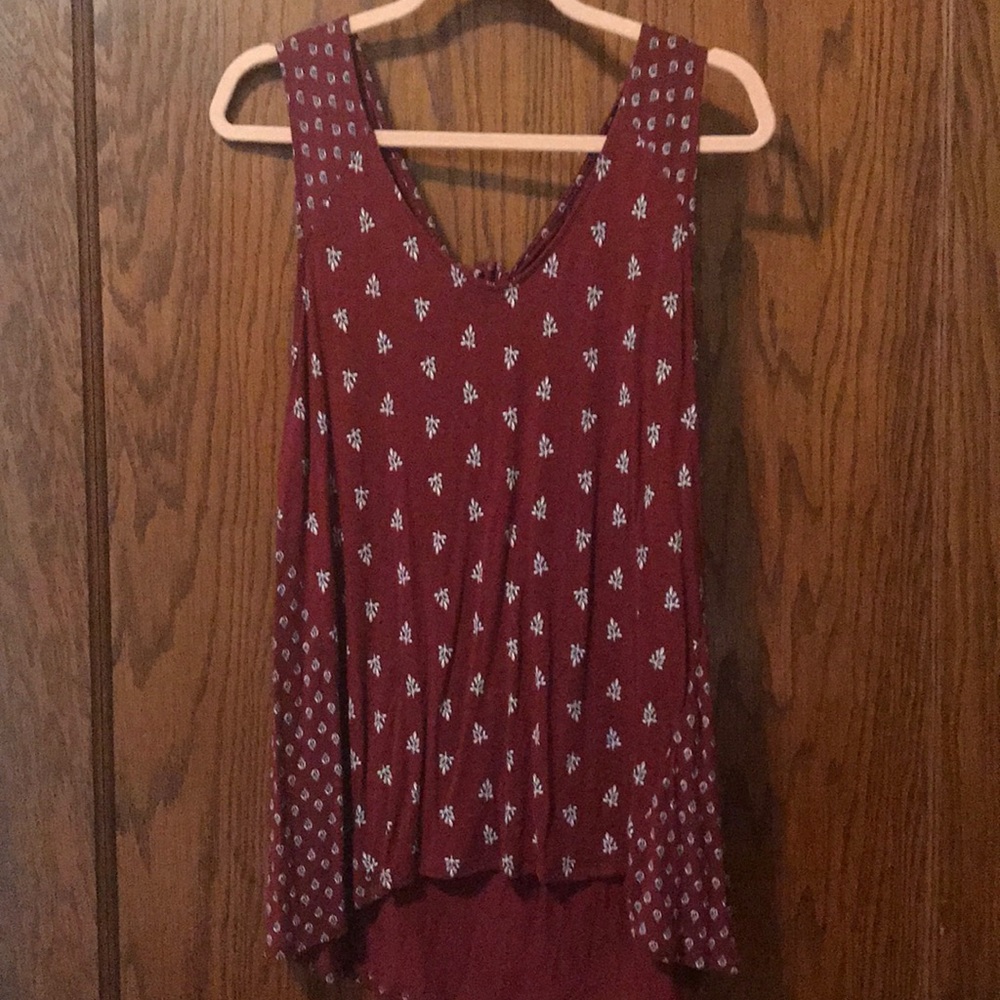 Old Navy Maroon Paisley Tank with Tie Back